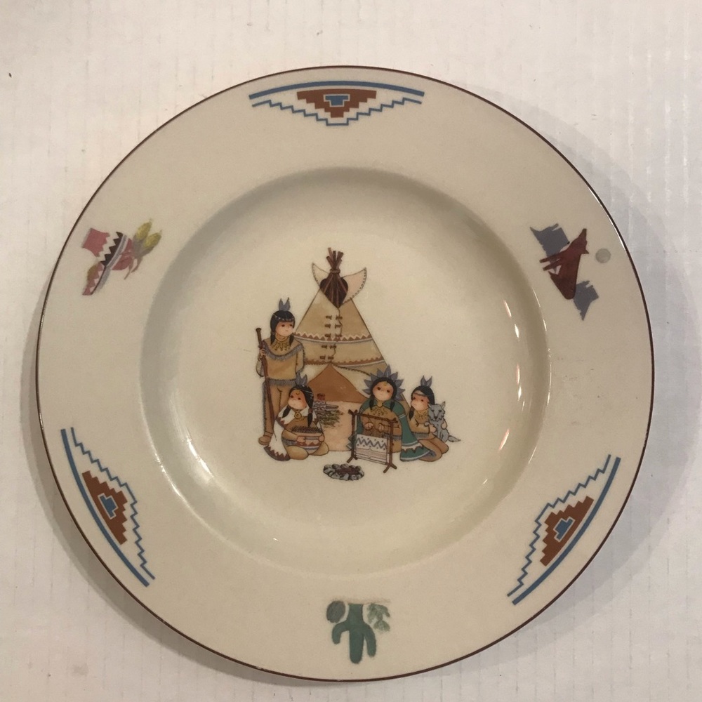 Set Of 4 Meiwa Art ‘Indian Village’ Salad Plates 8”